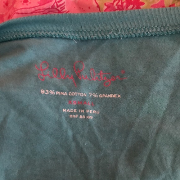 Lilly Pulitzer Blue V Neck Top Long Sleeves - Picture 2 of 2